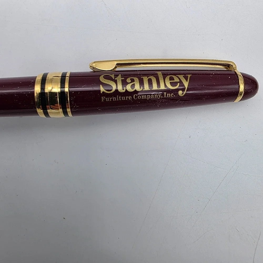 LOT of 6 Stanley Furniture Advertising Pen Burgundy & Gold  Euro Ballpoint Twist